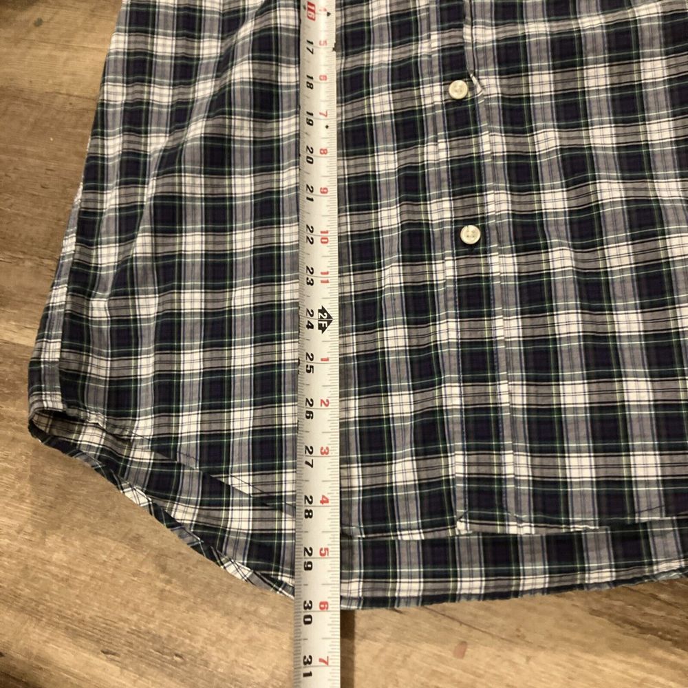 Ralph Lauren Kids XL 18-20 Plaid Button Down Shirt Navy Green White Cotton - Picture 4 of 9